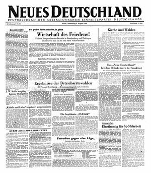 Neues Deutschland Online-Archiv vom 08.08.1946