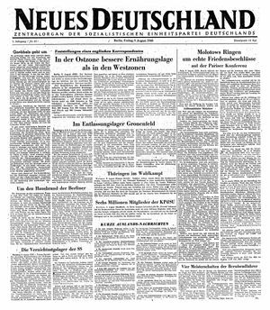 Neues Deutschland Online-Archiv vom 09.08.1946