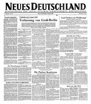 Neues Deutschland Online-Archiv vom 10.08.1946