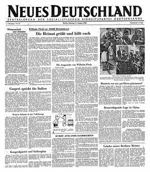 Neues Deutschland Online-Archiv vom 11.08.1946