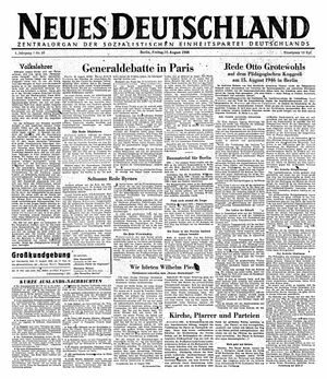 Neues Deutschland Online-Archiv vom 16.08.1946