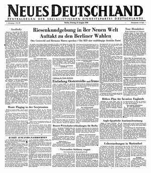 Neues Deutschland Online-Archiv vom 18.08.1946