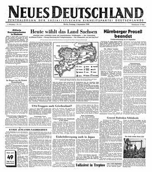 Neues Deutschland Online-Archiv on Sep 1, 1946