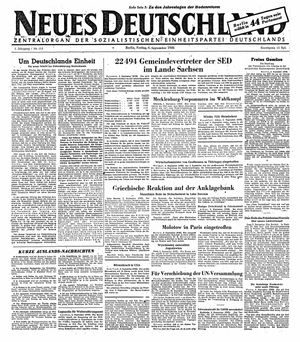 Neues Deutschland Online-Archiv on Sep 6, 1946