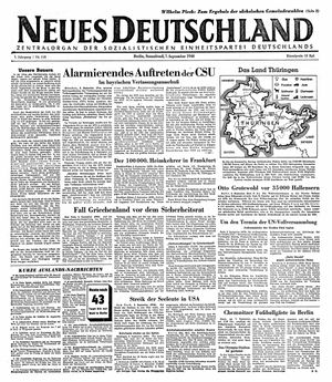 Neues Deutschland Online-Archiv vom 07.09.1946