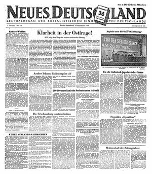 Neues Deutschland Online-Archiv vom 14.09.1946