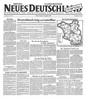 Neues Deutschland Online-Archiv vom 15.09.1946