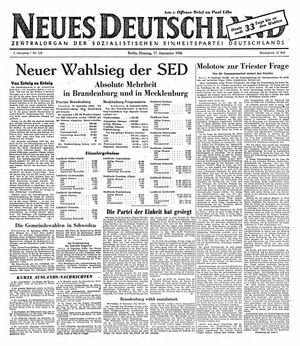 Neues Deutschland Online-Archiv vom 17.09.1946