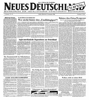 Neues Deutschland Online-Archiv on Sep 18, 1946