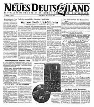 Neues Deutschland Online-Archiv vom 20.09.1946