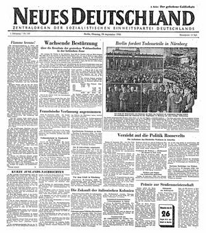 Neues Deutschland Online-Archiv vom 24.09.1946
