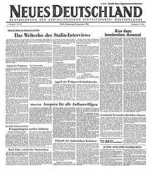 Neues Deutschland Online-Archiv vom 26.09.1946