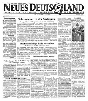 Neues Deutschland Online-Archiv vom 28.09.1946