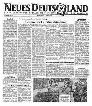 Neues Deutschland Online-Archiv vom 01.10.1946