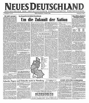 Neues Deutschland Online-Archiv vom 05.10.1946