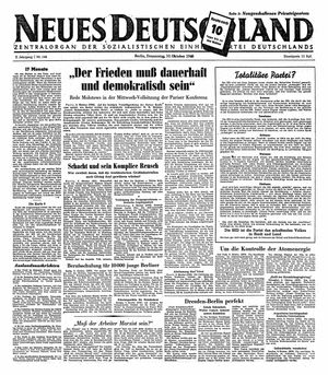 Neues Deutschland Online-Archiv vom 10.10.1946