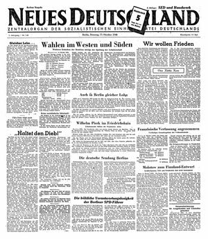Neues Deutschland Online-Archiv vom 15.10.1946