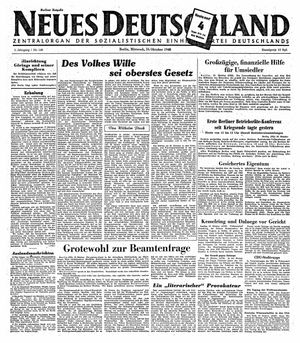 Neues Deutschland Online-Archiv vom 16.10.1946
