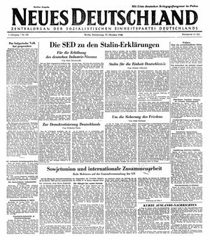 Neues Deutschland Online-Archiv vom 31.10.1946