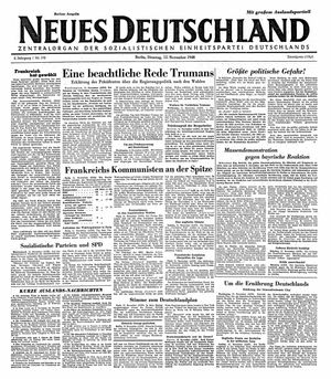 Neues Deutschland Online-Archiv vom 12.11.1946