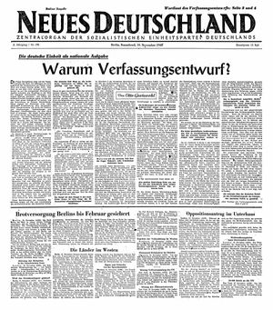Neues Deutschland Online-Archiv vom 16.11.1946