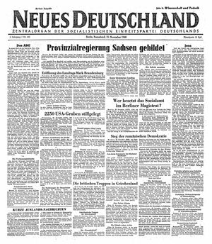 Neues Deutschland Online-Archiv vom 23.11.1946