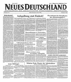 Neues Deutschland Online-Archiv vom 04.01.1947