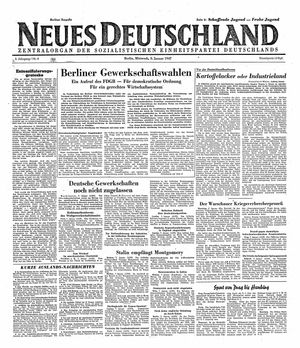 Neues Deutschland Online-Archiv vom 08.01.1947