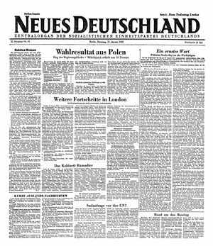 Neues Deutschland Online-Archiv on Jan 21, 1947