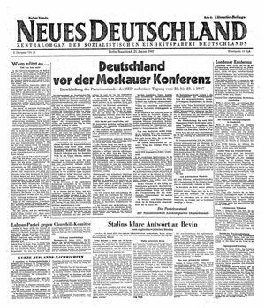 Neues Deutschland Online-Archiv vom 25.01.1947