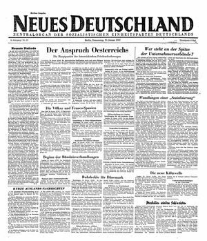 Neues Deutschland Online-Archiv vom 30.01.1947