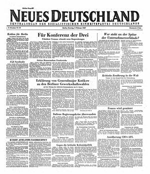 Neues Deutschland Online-Archiv vom 02.02.1947