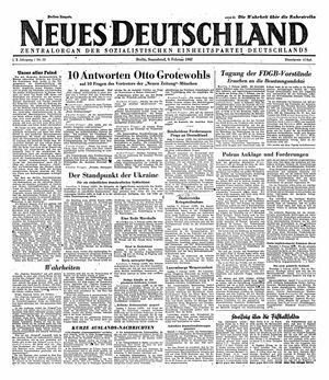 Neues Deutschland Online-Archiv vom 08.02.1947