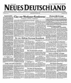 Neues Deutschland Online-Archiv vom 19.02.1947