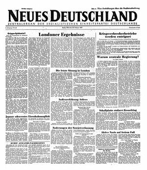Neues Deutschland Online-Archiv vom 26.02.1947