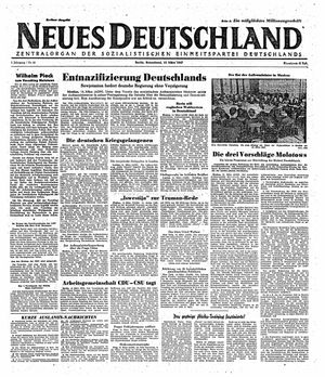 Neues Deutschland Online-Archiv on Mar 15, 1947