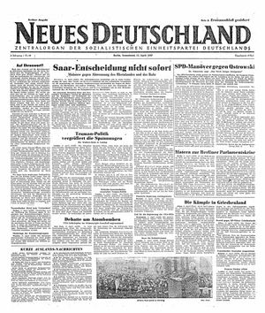 Neues Deutschland Online-Archiv vom 12.04.1947