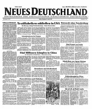 Neues Deutschland Online-Archiv vom 29.04.1947