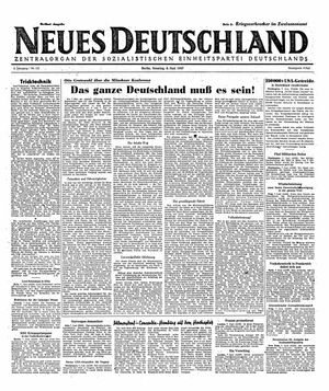 Neues Deutschland Online-Archiv vom 08.06.1947