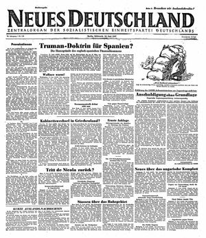 Neues Deutschland Online-Archiv vom 18.06.1947