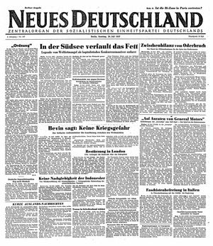 Neues Deutschland Online-Archiv vom 20.07.1947
