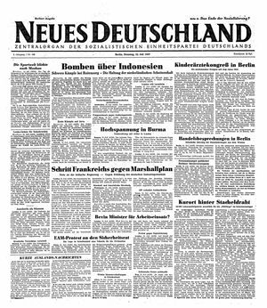 Neues Deutschland Online-Archiv vom 22.07.1947