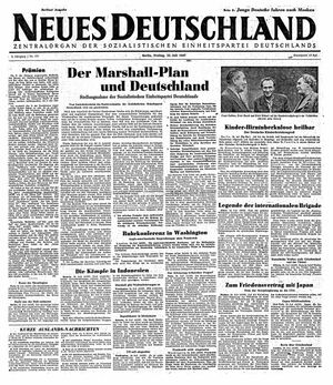 Neues Deutschland Online-Archiv vom 25.07.1947
