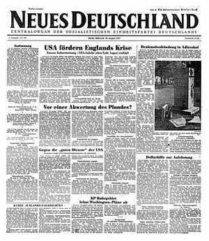 Neues Deutschland Online-Archiv vom 20.08.1947