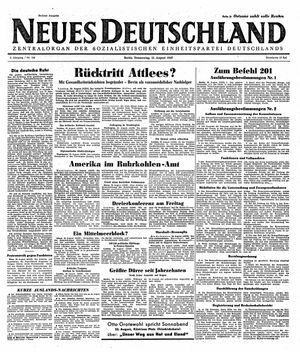 Neues Deutschland Online-Archiv vom 21.08.1947