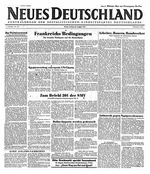 Neues Deutschland Online-Archiv vom 22.08.1947