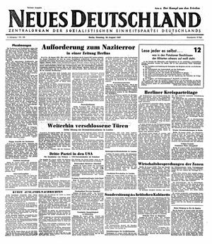 Neues Deutschland Online-Archiv vom 26.08.1947