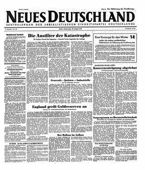 Neues Deutschland Online-Archiv vom 28.08.1947