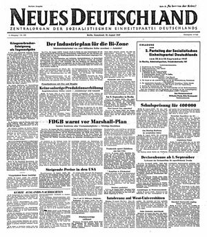 Neues Deutschland Online-Archiv vom 30.08.1947
