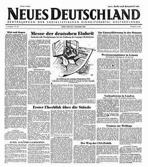 Neues Deutschland Online-Archiv on Sep 3, 1947